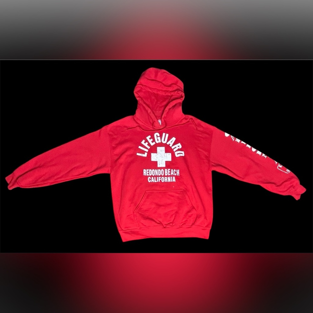 Men’s Sz M Red‎ California Lifeguard Hoodie.